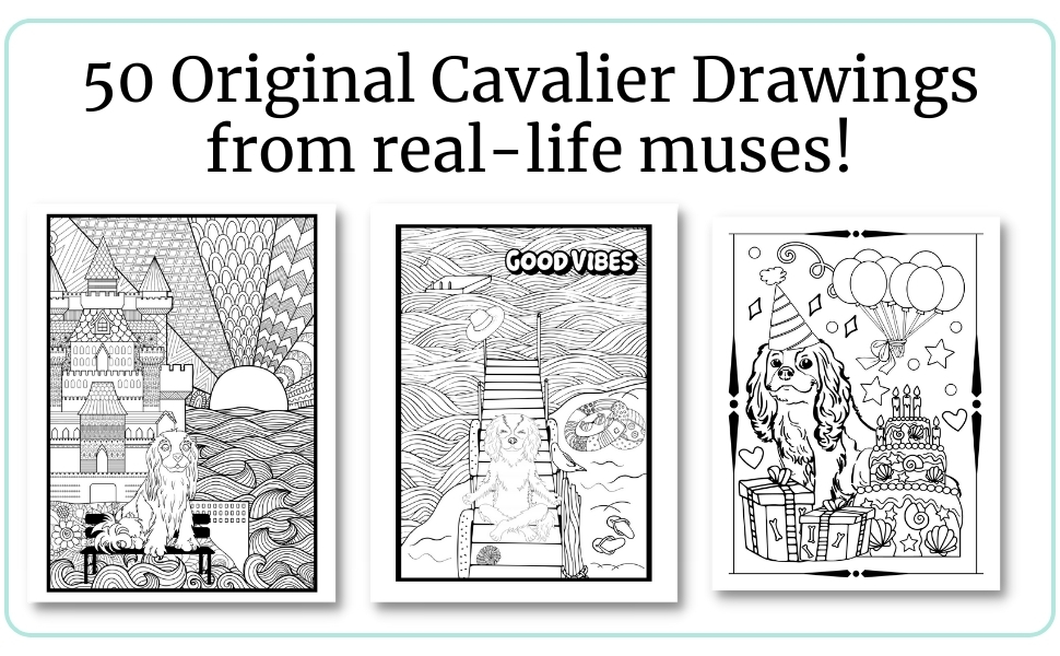 Cavalier King Charles Spaniel coloring pages for adults.