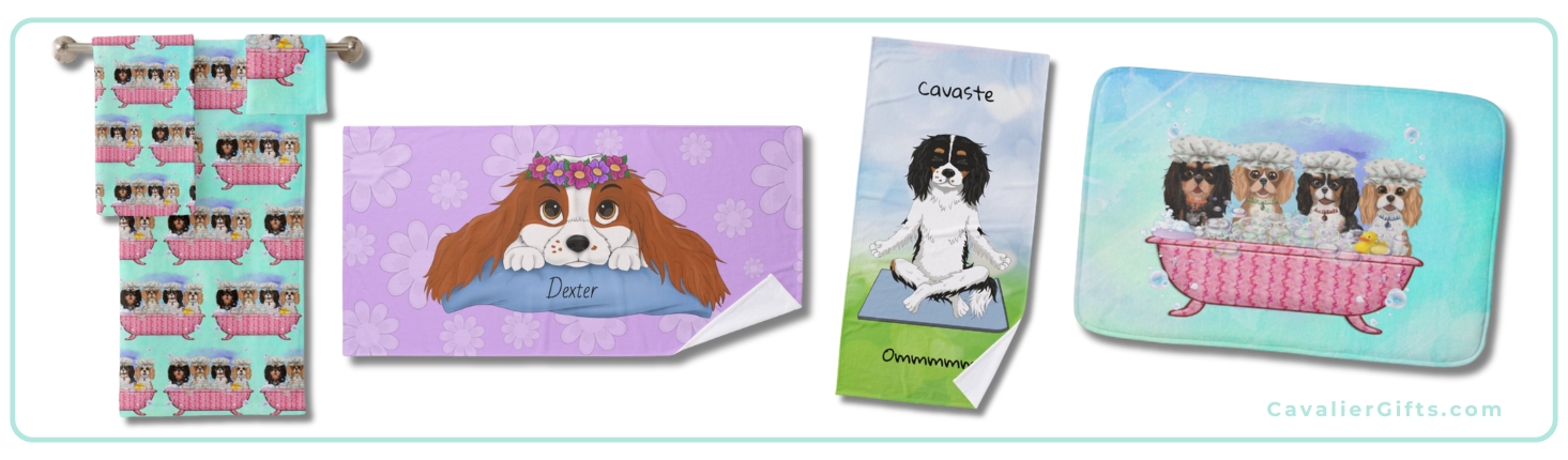 Cute Cavalier King Charles Spaniel Bath Towels